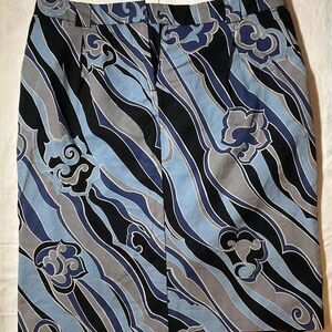 Apostrophe Y2K Blue Abstract Pencil Skirt Size 10 Back Slit